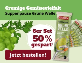 Suppenpause Grüne Welle von GEFRO – cremige Gemüsesuppe, 6er-Set 50 % günstiger, jetzt bestellen