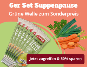 6er Set Suppenpause Grüne Welle von Gefro zum Sonderpreis, mit asiatischen Zutaten wie Chili, Karotte und Kräutern.