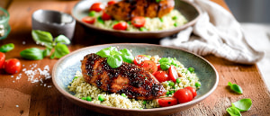 Balsamicohühnchen mit Basilikum-Erbsen-Couscous