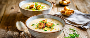 Maronencremesuppe mit Lauch-Croûtons