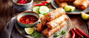 Knusprige Thai Frühlingsrollen mit Dip